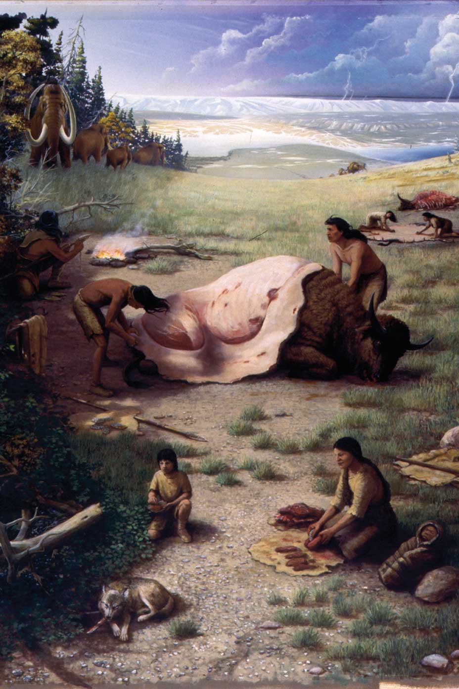 This painting shows Paleo-Indians