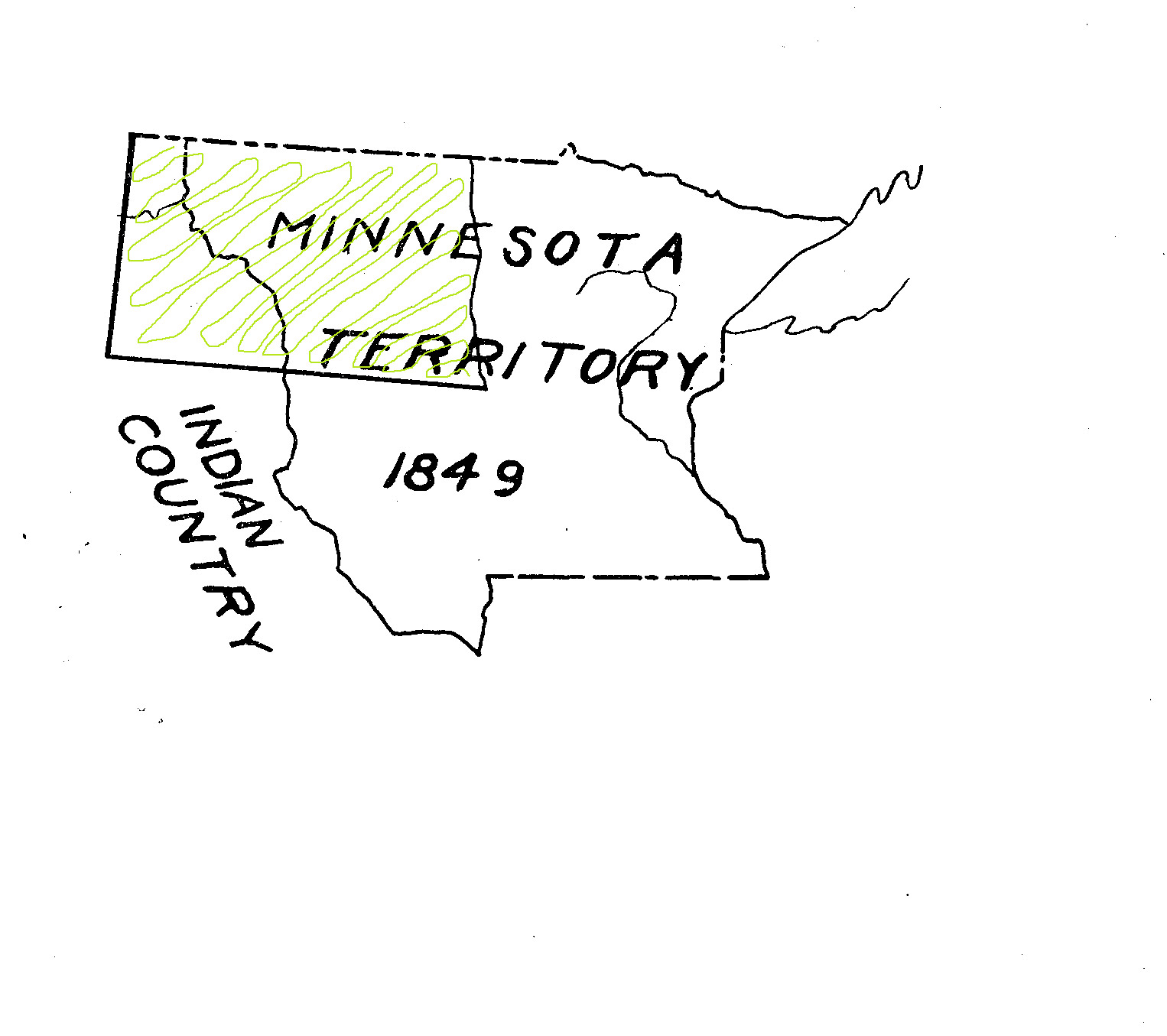 In 1849, Minnesota Territory took on the eastern portion of North and South Dakota. Though this territory was smaller than some of the earlier sprawling territories, Minnesota gave little attention to any part west of the Red River except for the small border community of Pembina.