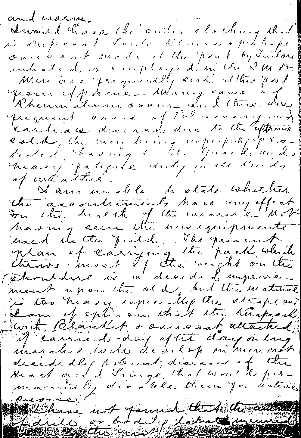 Officers took seriously their duty to oversee the well-being of the soldiers. The condition of enlisted men’s clothing at Fort Buford was not acceptable to the post surgeon who wrote up this report. Though complaining about conditions was common among all soldiers, one of the few places where an official complaint was acceptable was in a report concerning the welfare of the soldiers.