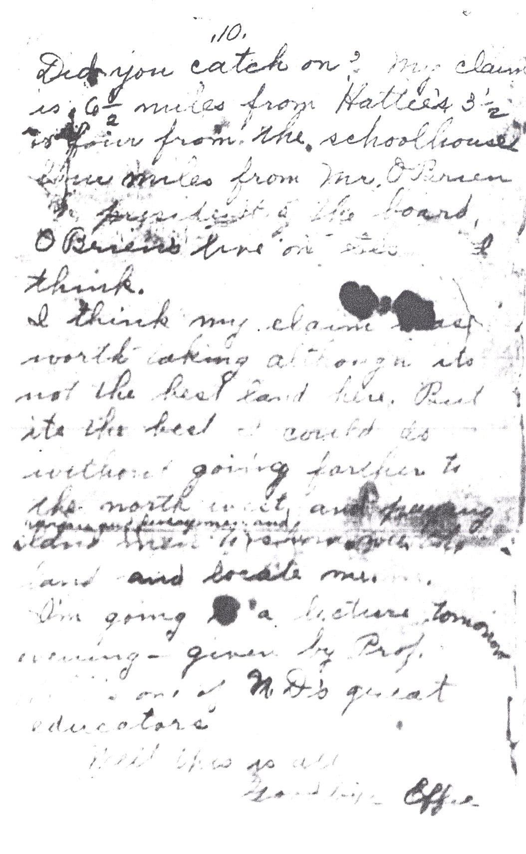 Effie Clinkenbeard Letter, original and transcript (Page 10)
