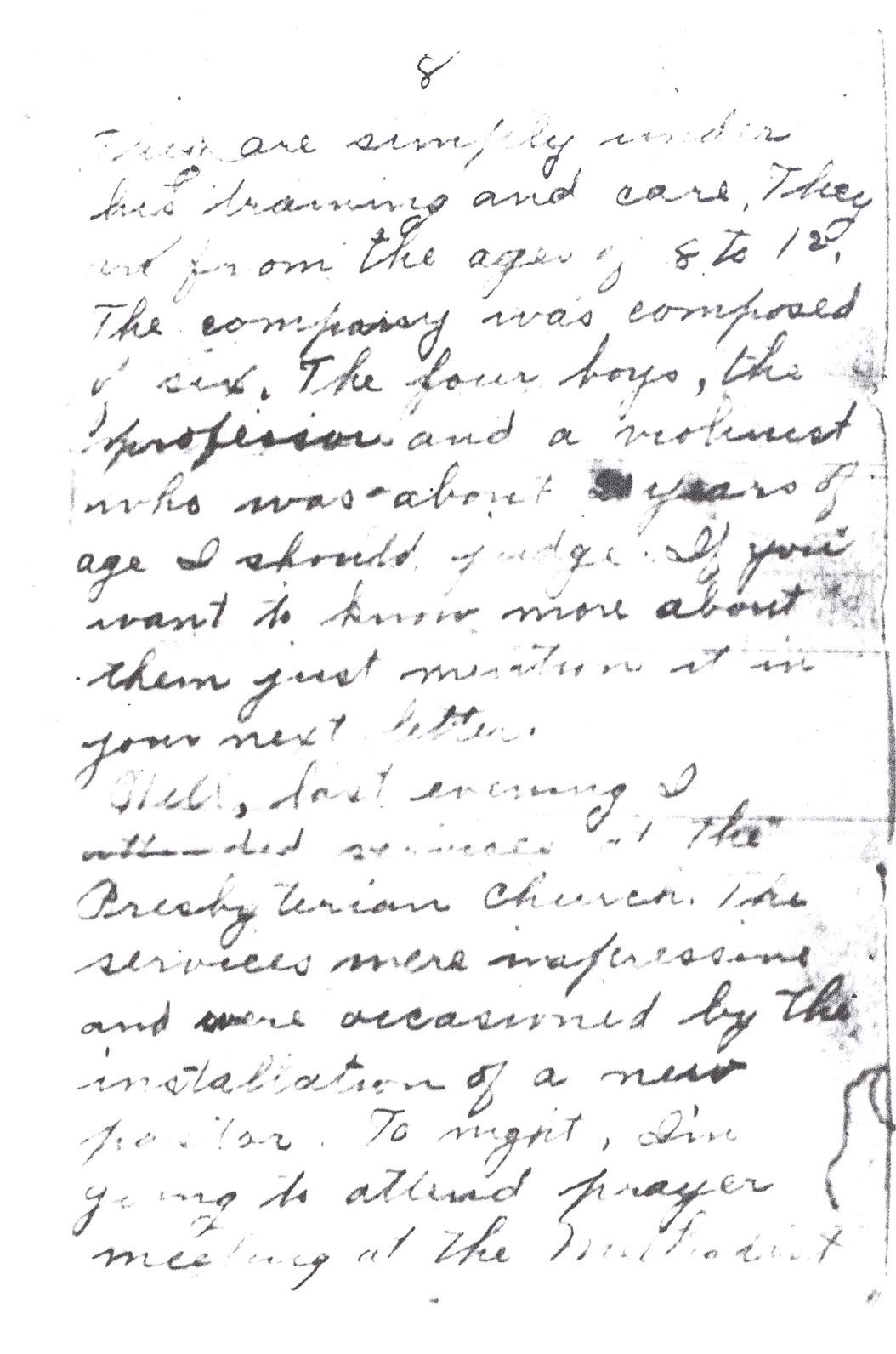 Effie Clinkenbeard Letter, original and transcript (Page 8)