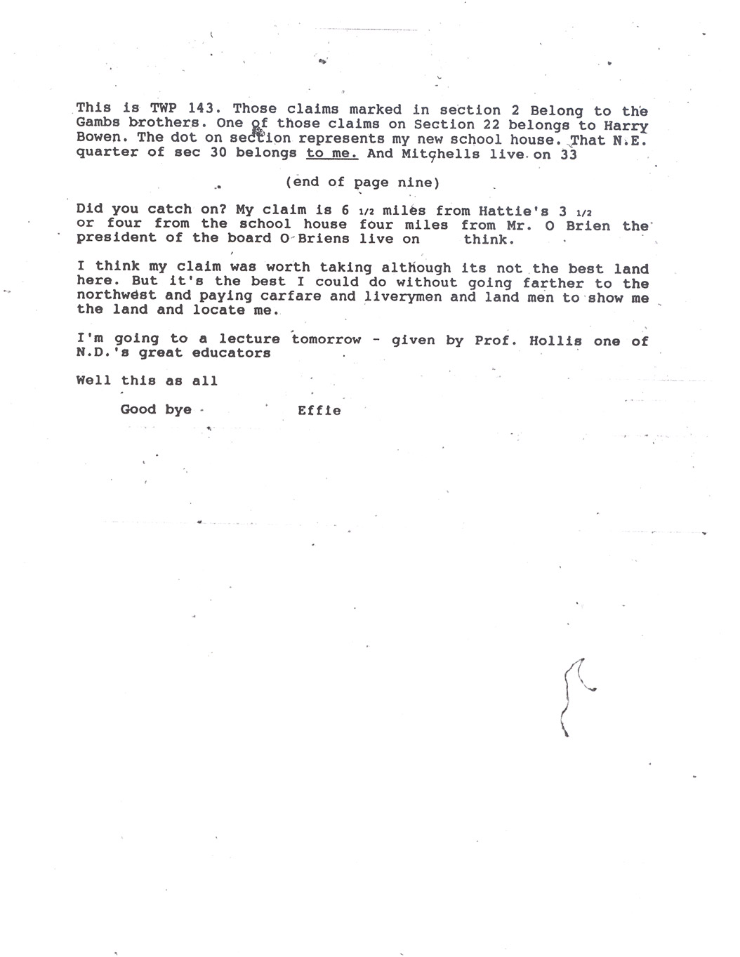Effie Clinkenbeard Letter, original and transcript (Transcription Page 4)