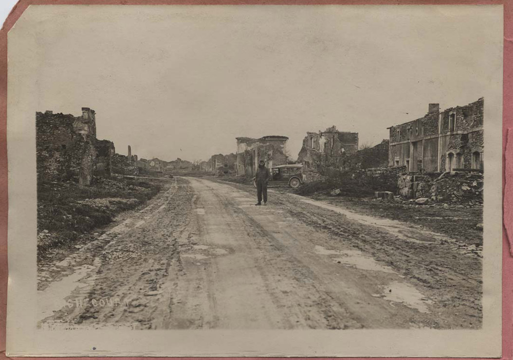 <span class='figure-reader-id'>Image 13:</span> 11086-37-01. German shelling and aerial bombing destroyed many French towns. This is Richecourt after a battle. American soldiers were stunned by the destruction they saw all over France. <span class='figure-archive-id'>SHSND 11086-37-01.</span> 