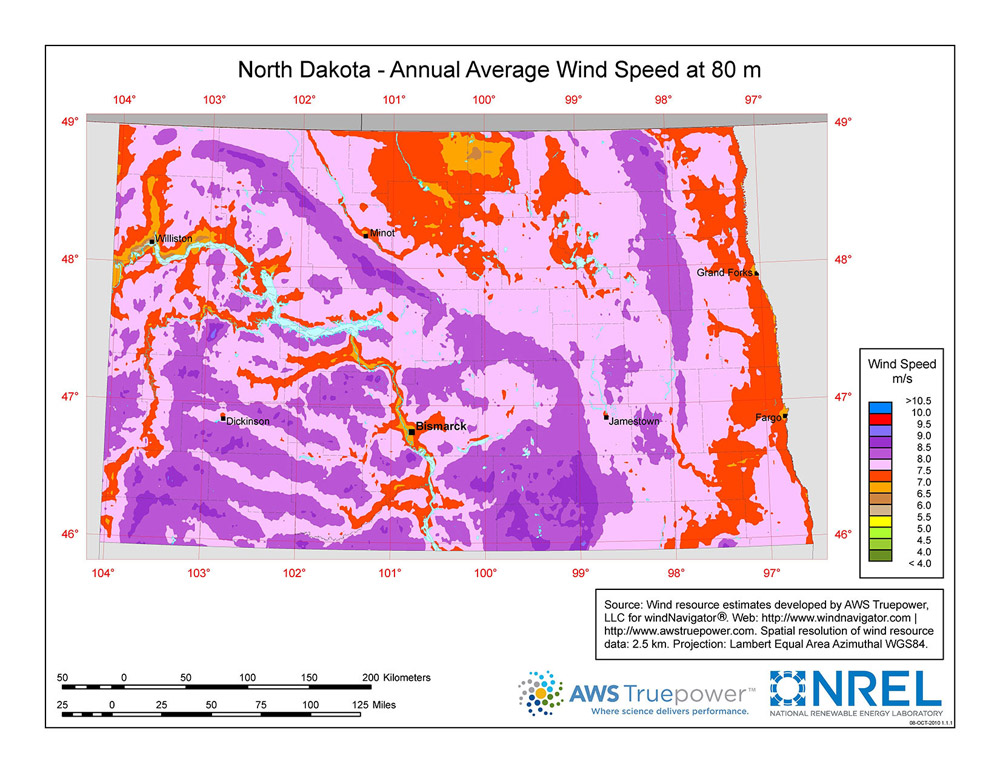 North Dakota Wind Speeds
