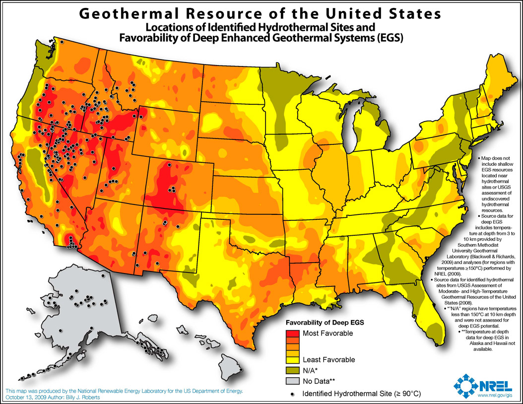 NREL National Geothermal map