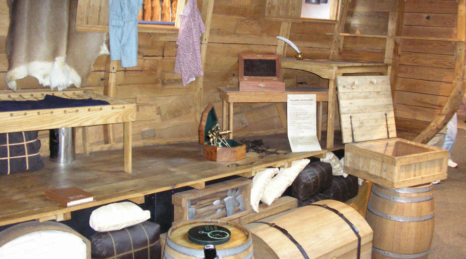 The interior of a keelboat