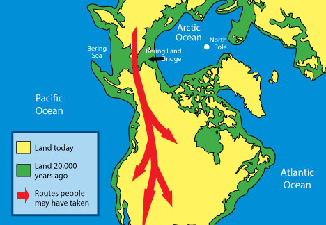 Map showing Bering Strait land bridge.