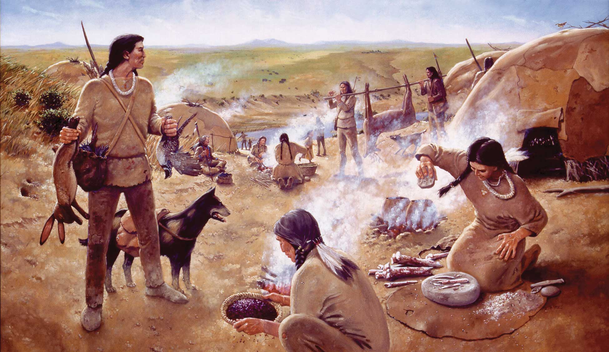 Plains Woodland Camp Scene