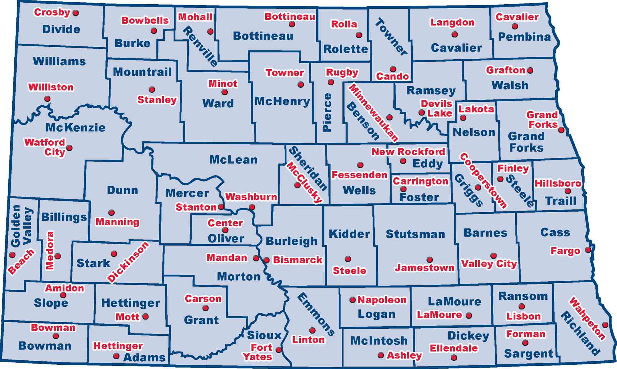 North Dakota has 53 counties