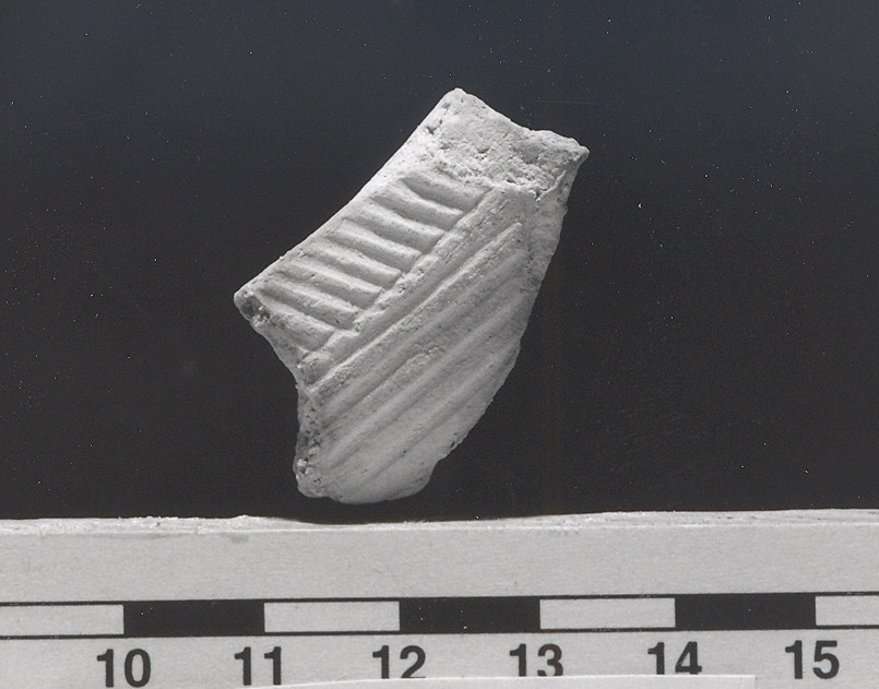 These pieces of pottery were found during excavation at Menoken Village site.  Each has been decorated in a different way by the potter.  Decoration suggests leisure time and a sense of artistry that was satisfying to the potter.