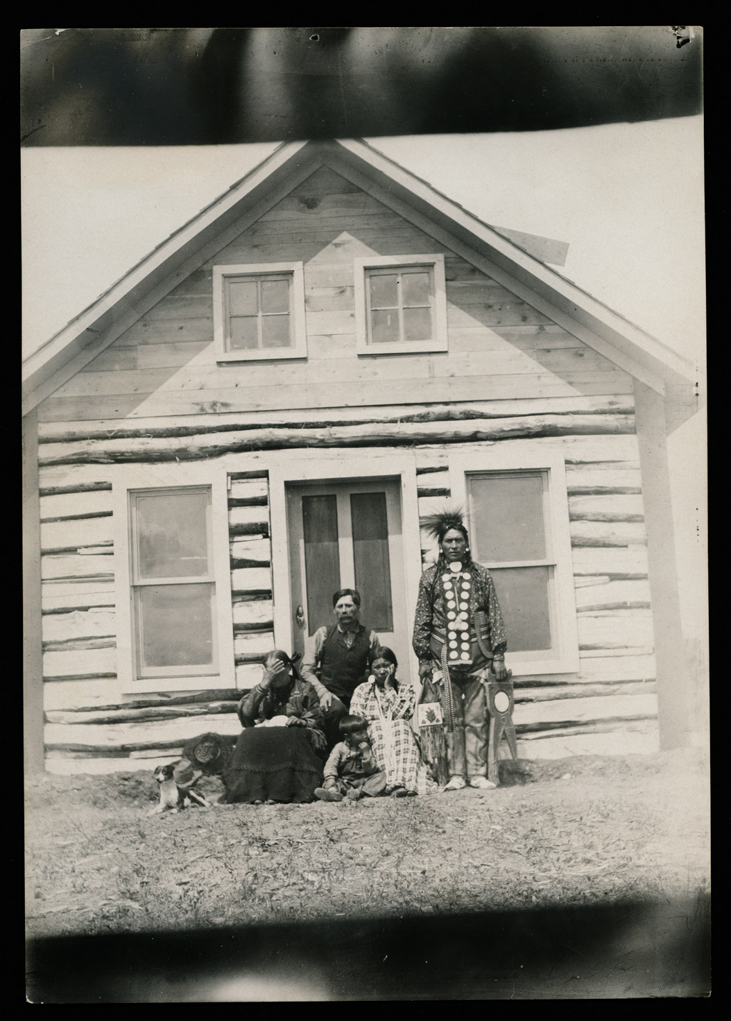 A-wa-ni-pi and family at their home on the Turtle Mountain reservation