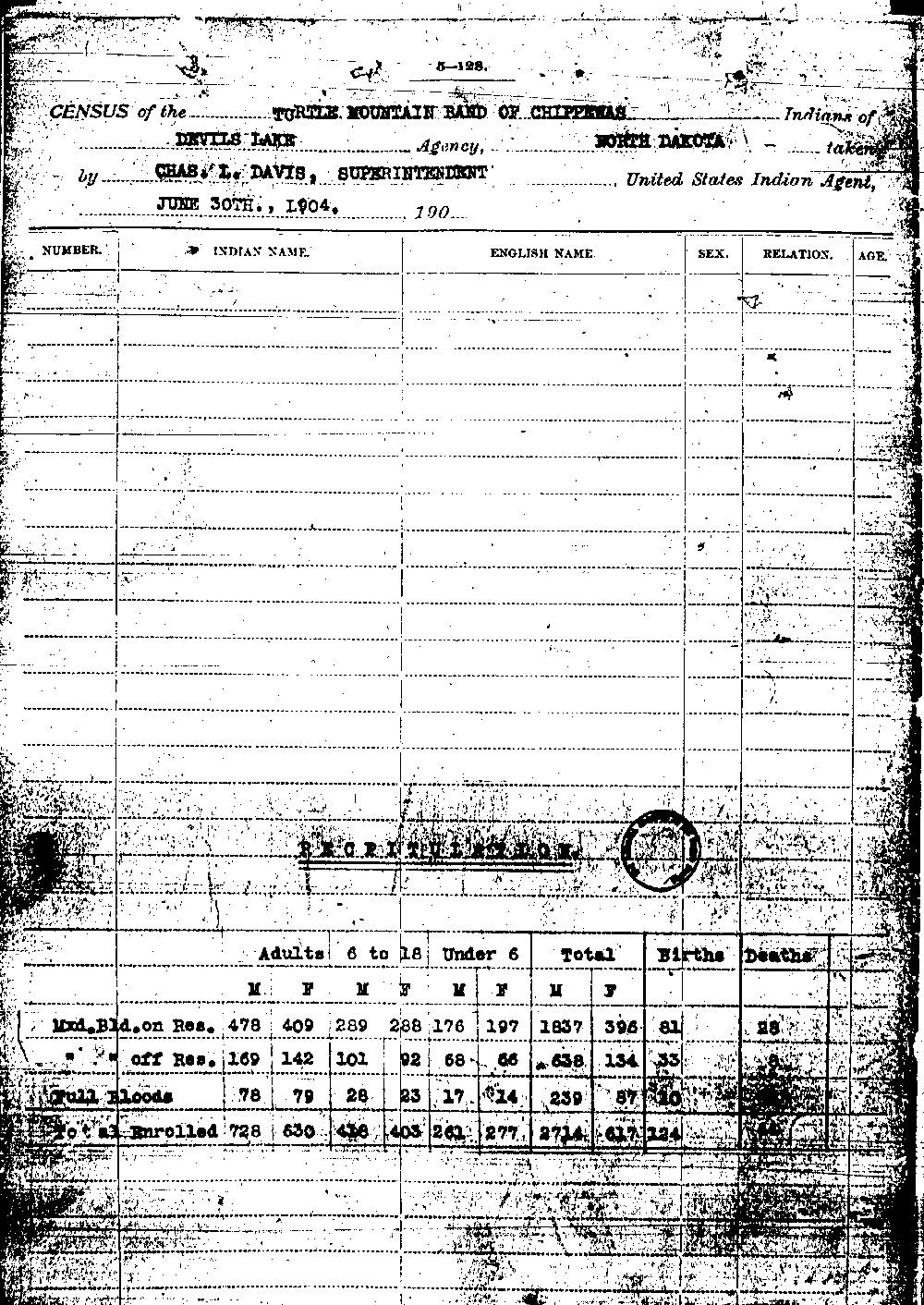 Indian Census, 1904.