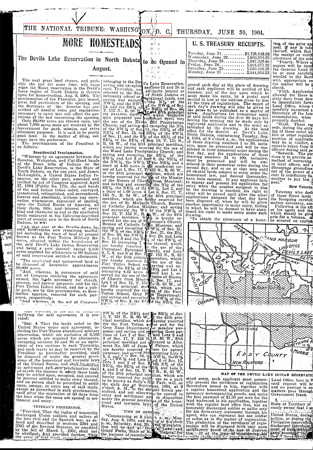 Document 26: National Tribune article on opening Fort Totten