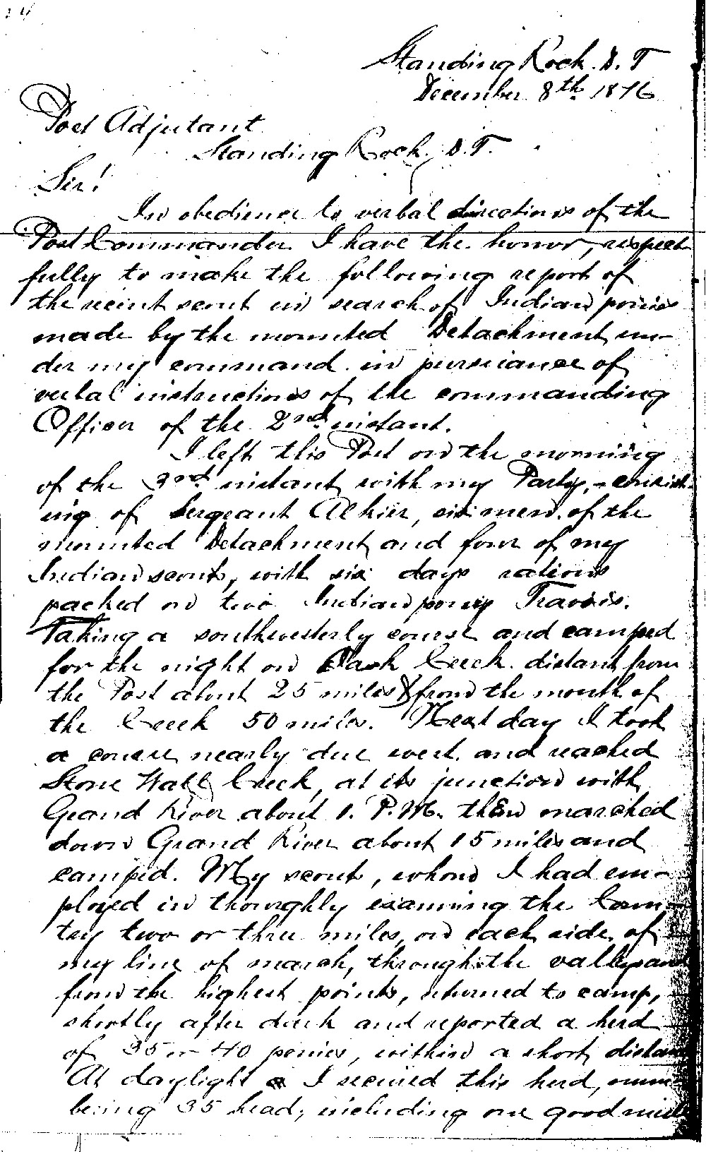 When Army horses went missing, Dakota Army Scouts were sent to locate them. The unnamed lieutenant who wrote the report was mystified by the Scouts reluctance to report another Dakota as having been involved with the loss of the ponies. But, the officer also states that the Scouts performed their duties well. 