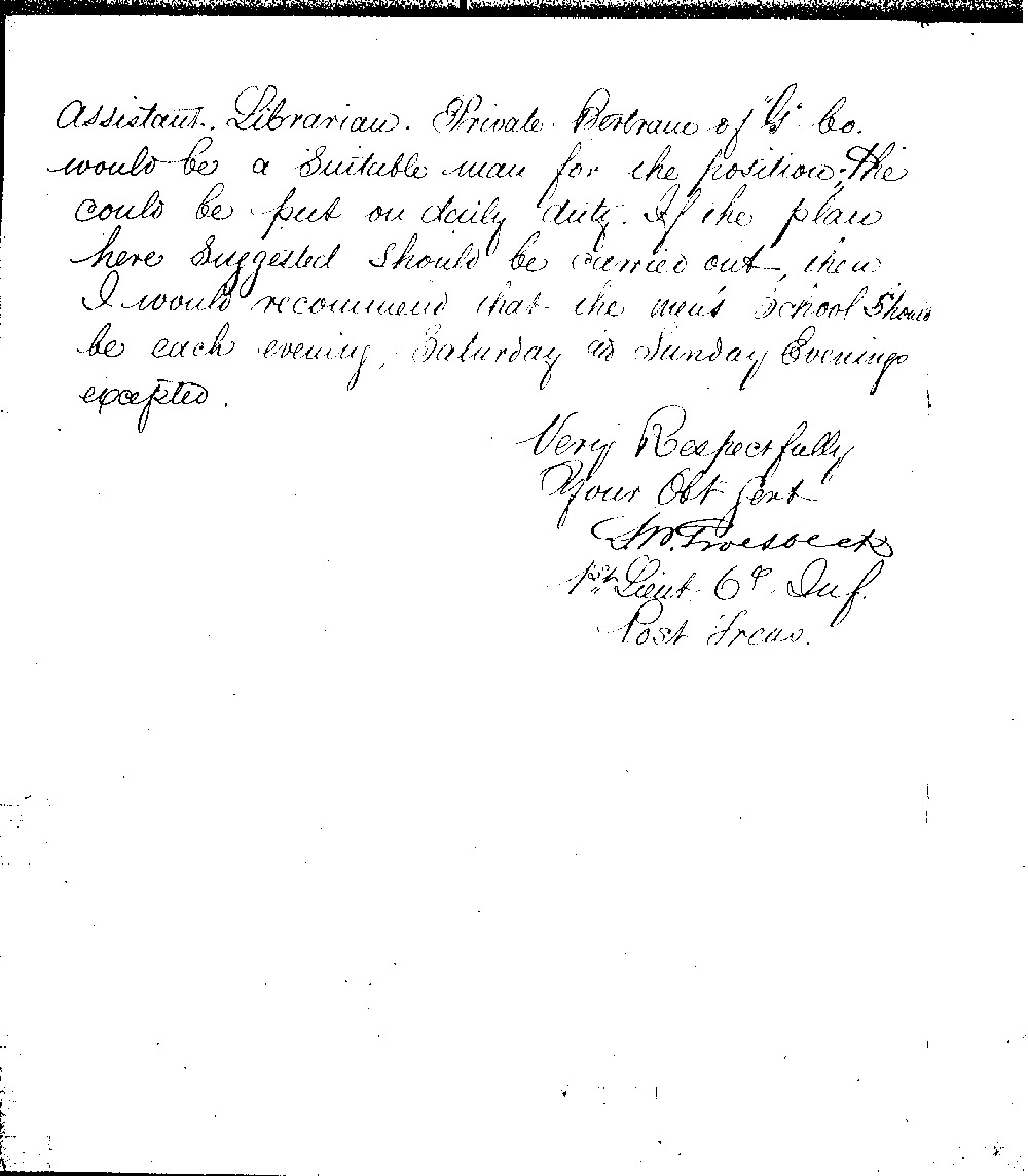 The Army did not officially support schools for enlisted men or for the post’s children. However, many posts set up schools for children or enlisted men. Many enlisted soldiers were illiterate or poorly educated and took advantage of military life to make up for their lack of education.