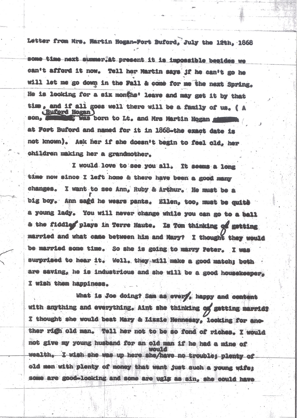 Kate Hogan Letter 1, Transcription, Page 2