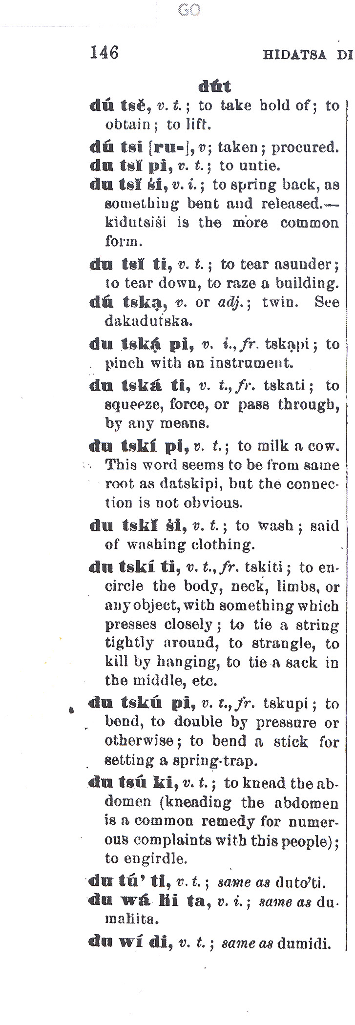 Hidatsa Dictionary