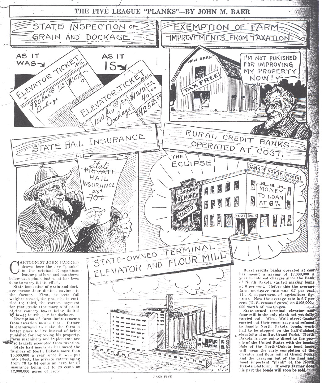 John M. Baer's illustration of the five important programs of the Nonpartisan League