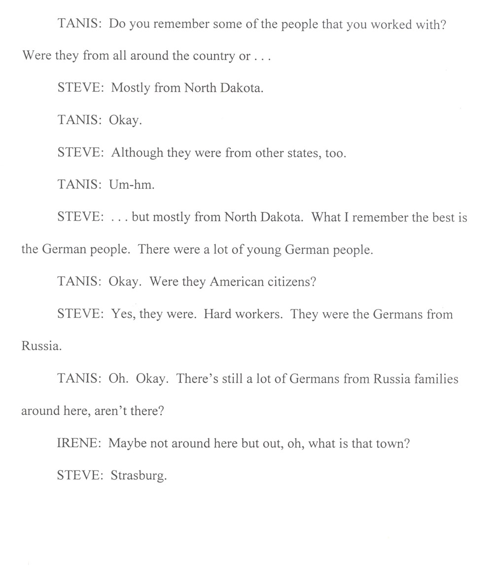 Nozinski Interview. Steve Nozinski worked on CCC projects near his home in Walsh County. Many years later he spoke to interviewers about his CCC experience.