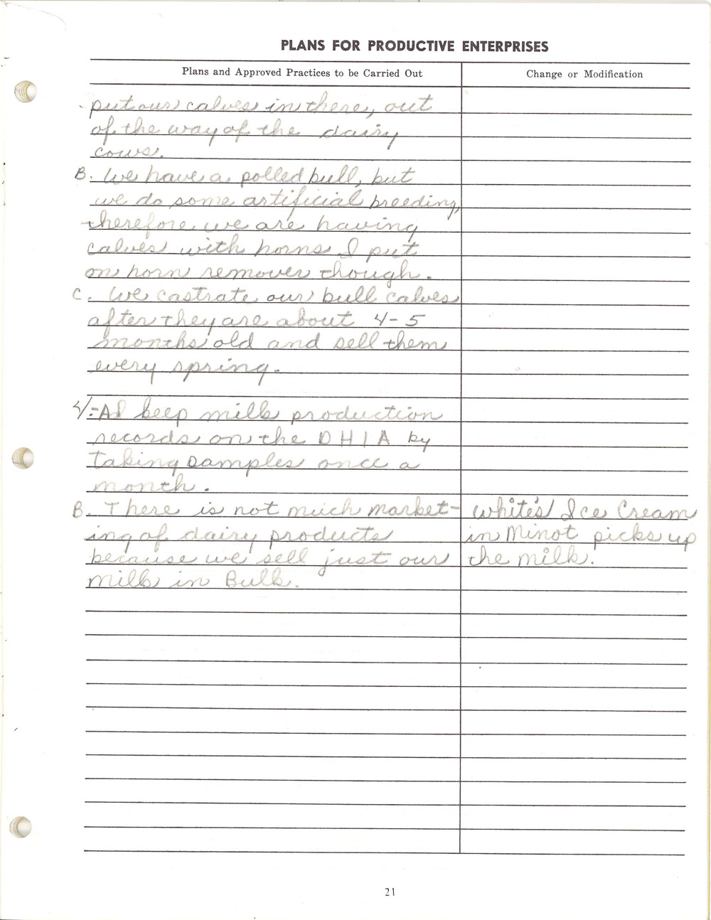 FFA Project. One of Neil Howe’s FFA projects was to care for a dairy cow named Duchess. He kept records on the costs of maintenance as well as the income he earned from selling her milk. Record- keeping is an important part of farming as well as almost every other aspect of adult life.