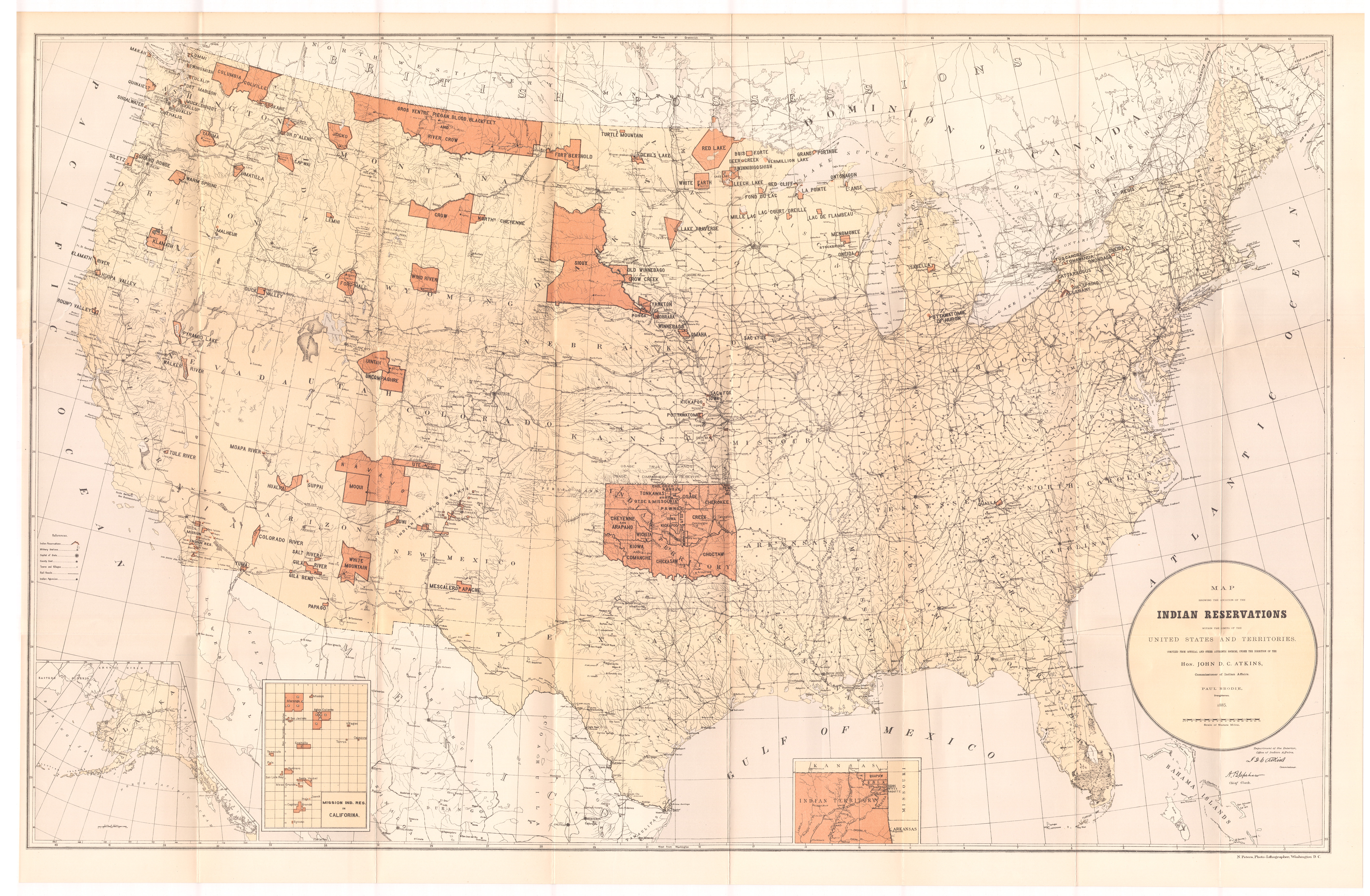 1885 Paul Brodie map of Indian Reservations, 