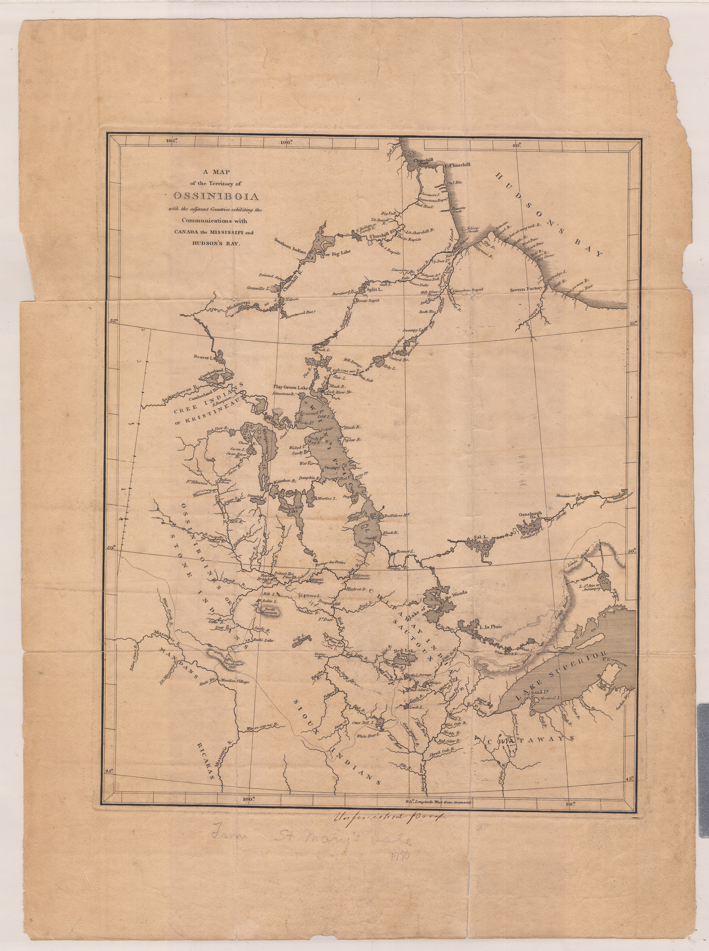 Ossiniboia Territory map from 1814