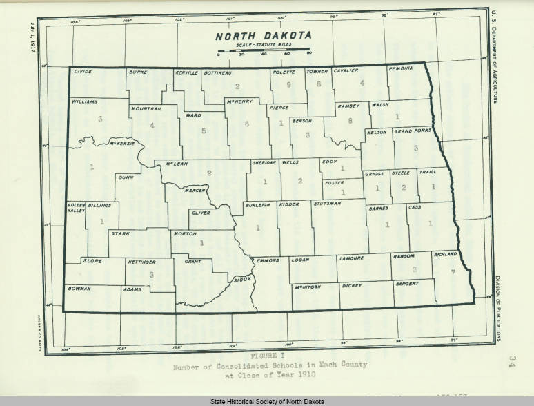 Consolidated schools in ND 1910.