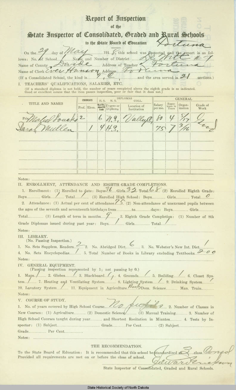 Fortuna school inspection 1918-05-29