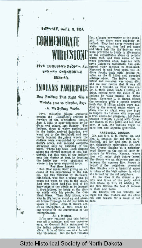 Newspaper account of Whitestone Hill 1914