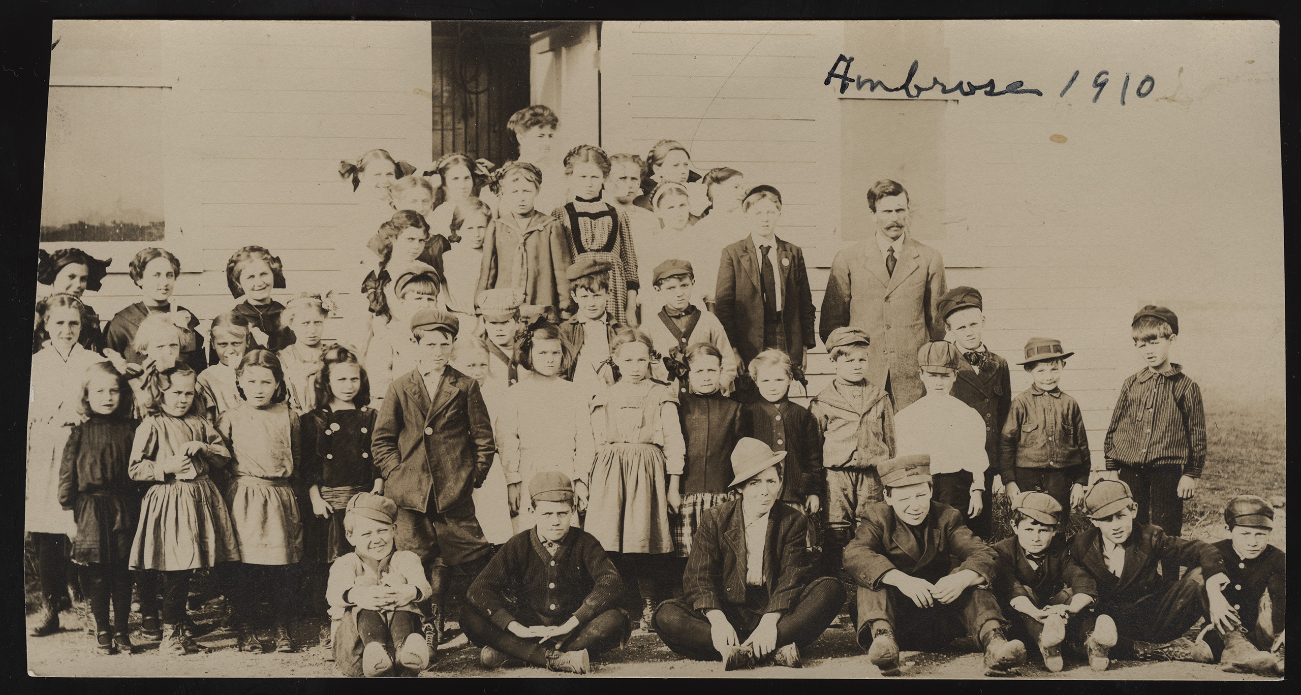 Teachers and pupils outside Ambrose (N.D.) Public School