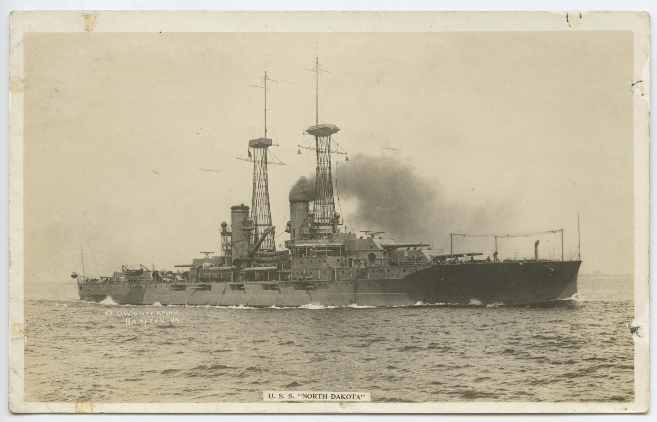 USS North Dakota postcard Waterman photo