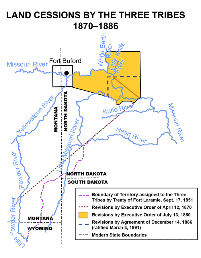 Land Cessions by the Three Tribes, 1870–1886