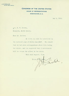 Congressman Sinclair’s third letter to Mr. Cathro
